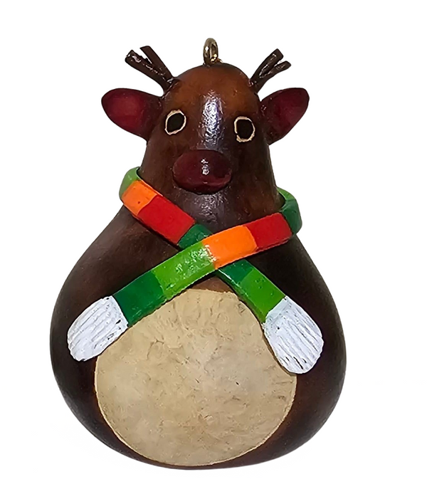 Decoración navideña hecha a mano con adornos de ciervos y Papá Noel - Calabazas tradicionales peruanas (juego de dos)