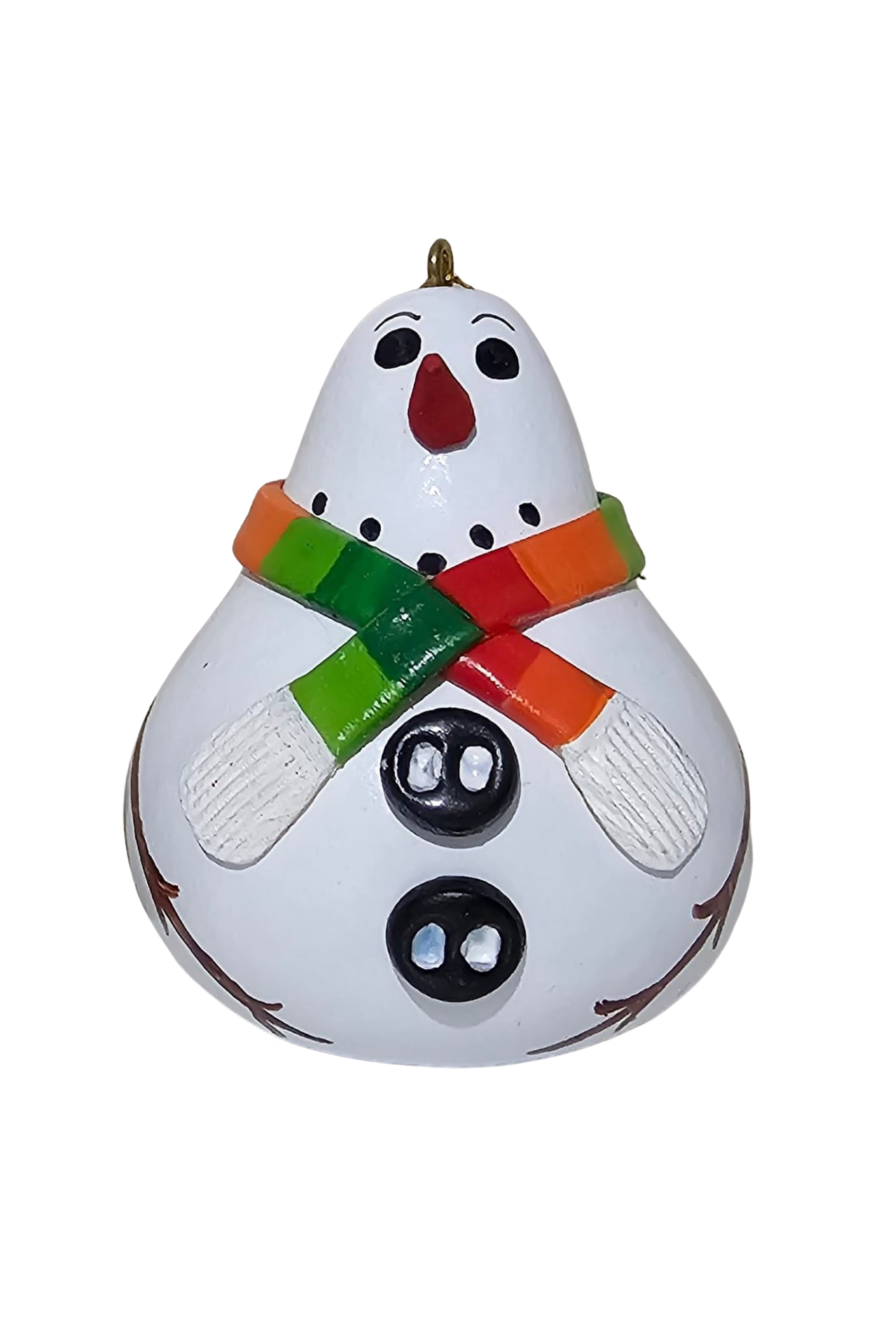 Cute Handmade Christmas Snow Man & Santa Claus Ornament Decoration - Peruvian Traditional Gourds (1 x $18.95 & Set of Two $32.95)