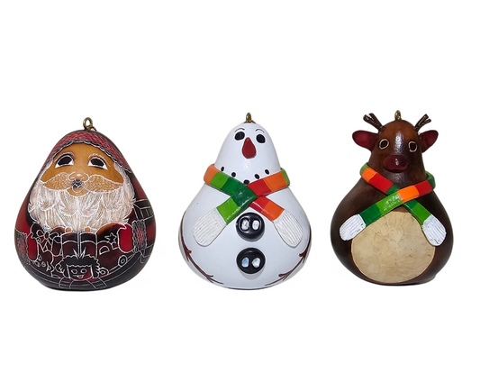 Handmade Christmas Ornaments Set Decoration - Peruvian Traditional Gourds (1 x $18.95 & Set of Three $48)