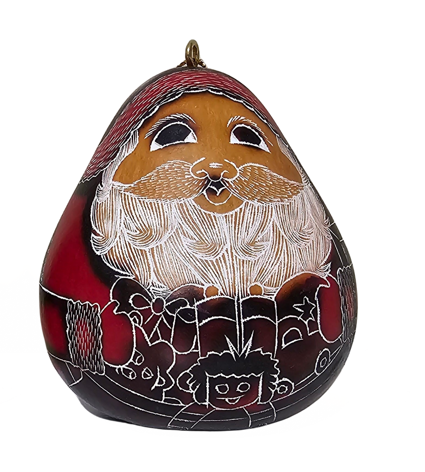 Cute Handmade Christmas Snow Man & Santa Claus Ornament Decoration - Peruvian Traditional Gourds (1 x $18.95 & Set of Two $32.95)