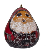 Handmade Christmas Deer & Santa Claus Ornament Decoration - Peruvian Traditional Gourds (Set of Two)