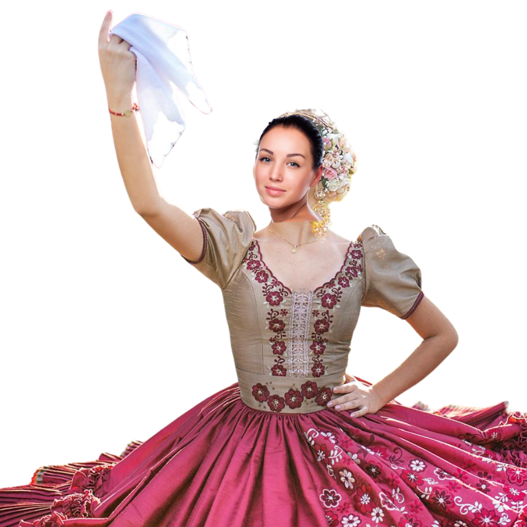 5 Piece - Marinera Norteña Heritage Dress – Burgundy Lace & Embroidered Elegance Edition