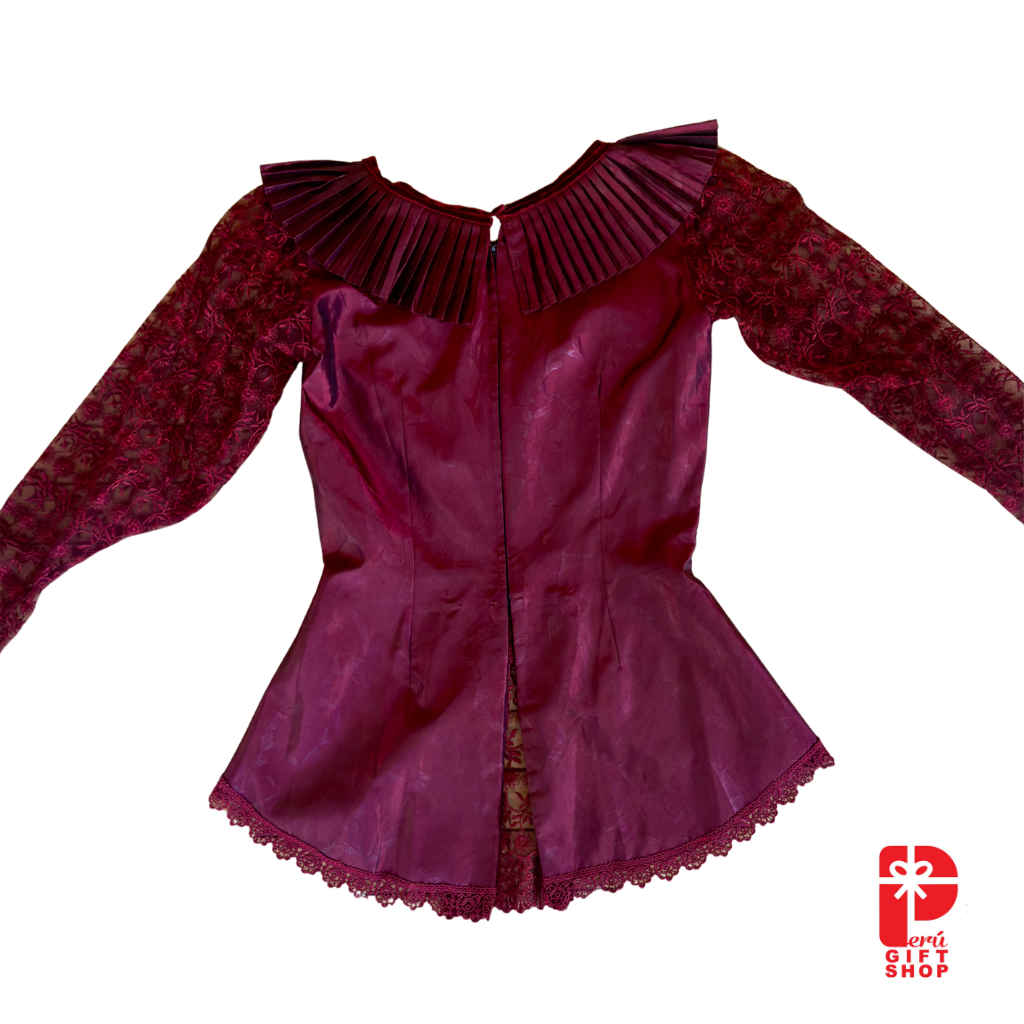 Marinera Norteña Heritage Dress – Burgundy Colonial Amazona Fusion Edition