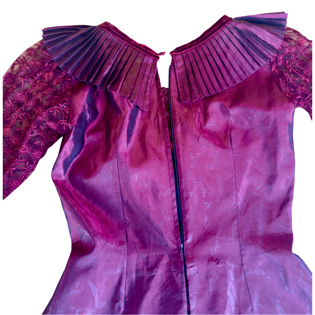 Marinera Norteña Heritage Dress – Burgundy Colonial Amazona Fusion Edition