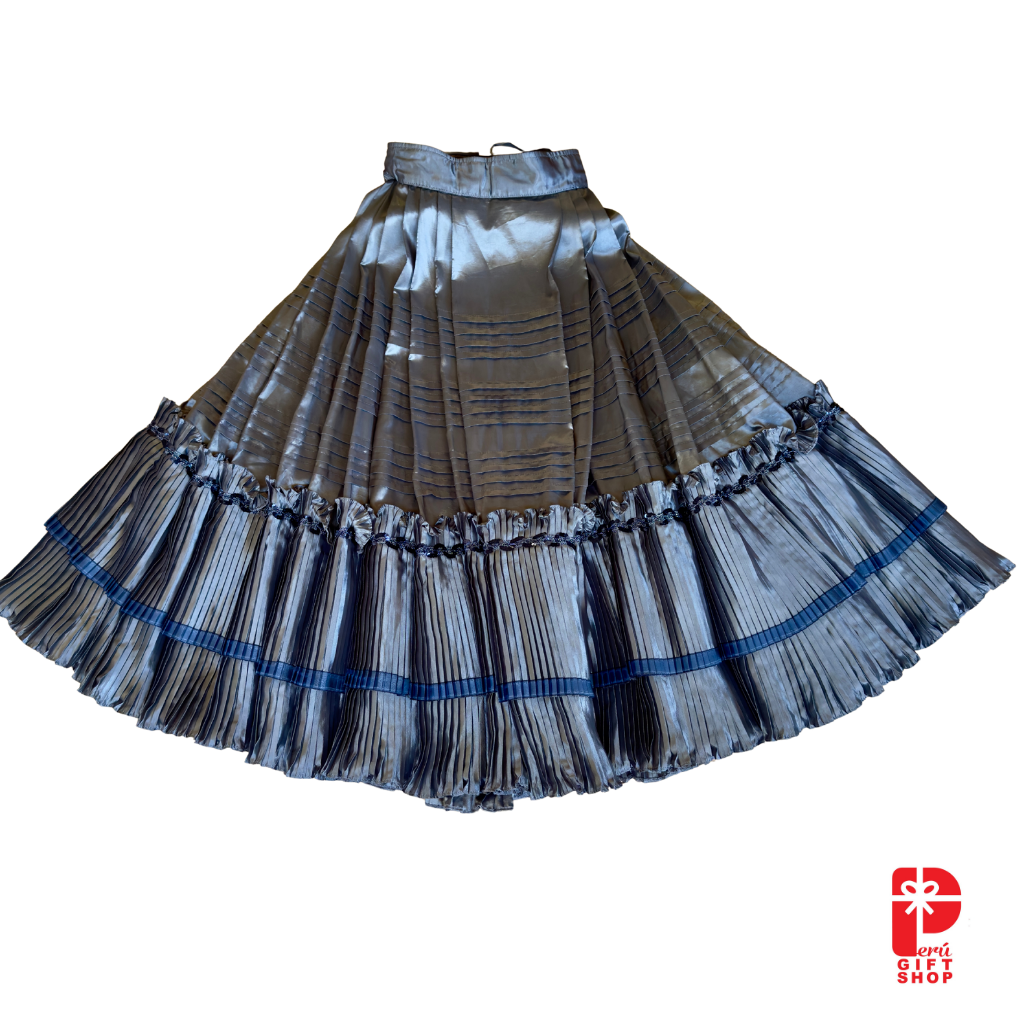 2 Piece - Marinera Norteña Heritage Dress – Silver and Blue Colonial Edition