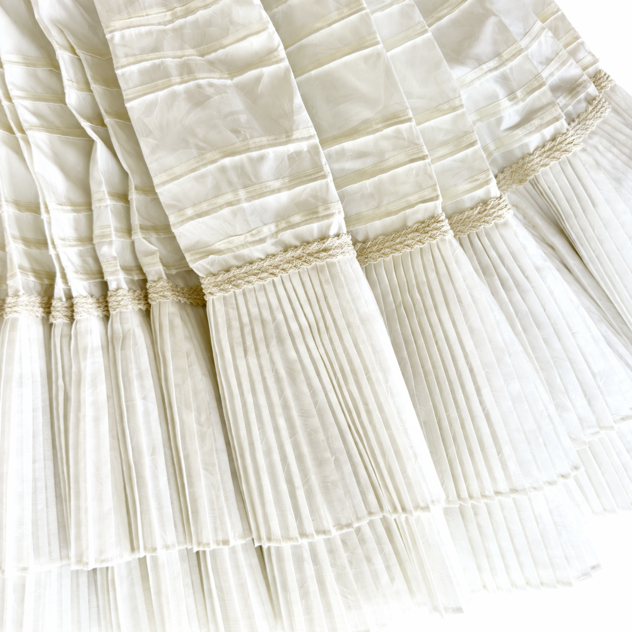 2 Piece - Marinera Norteña Heritage Dress – Off White Pleated Elegance Edition