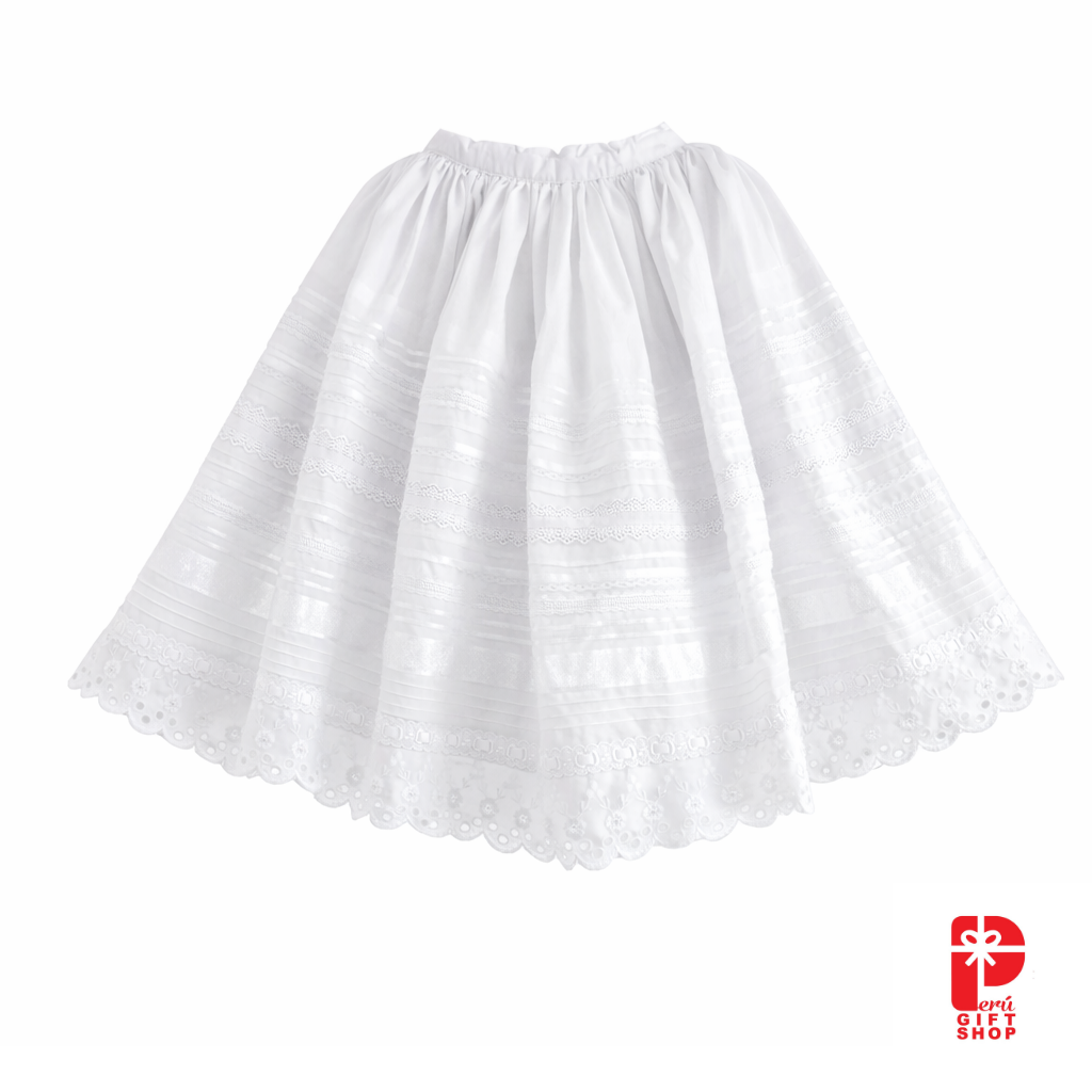 4 Piece - Marinera Norteña Heritage Dress – Celeste Embroidered Ribbon Edition