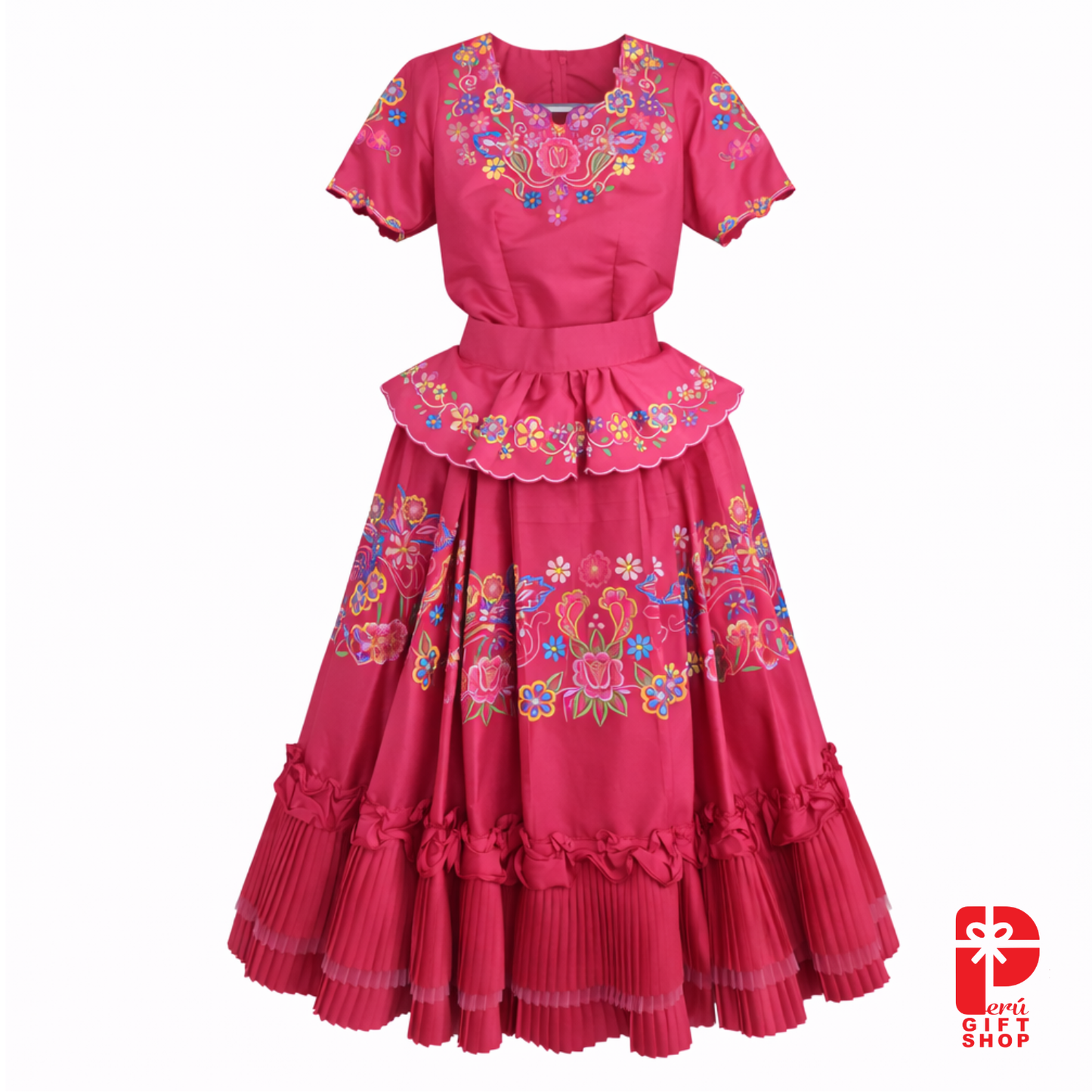 5-Piece Marinera Andean Inspired Heritage Dress – Hand-Embroidered - Colonial Elegance