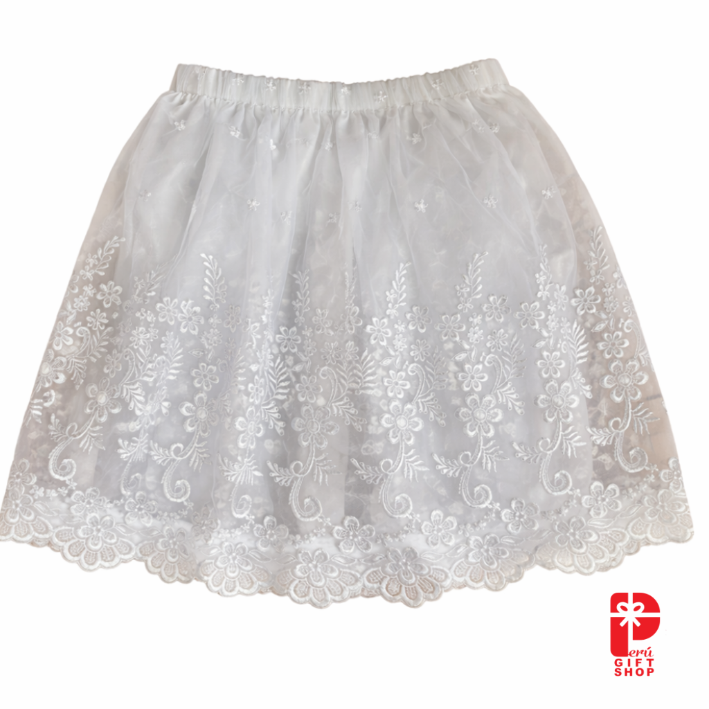 4 Piece - Marinera Norteña Heritage Dress – Turquoise Embroidered Lace Elegance Edition