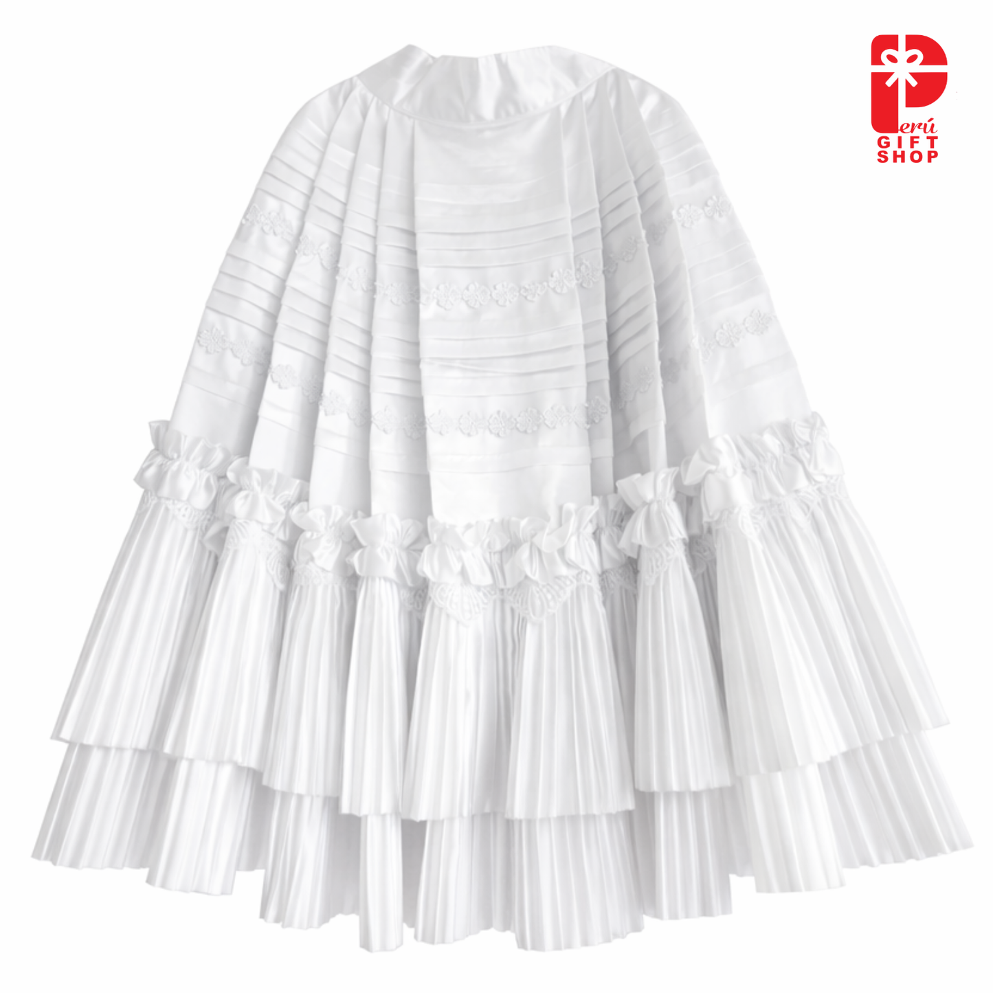3 Piece-Marinera Norteña Heritage Dress – Imperial White Elegance - A Living Expression of Colonial Formal Elegance