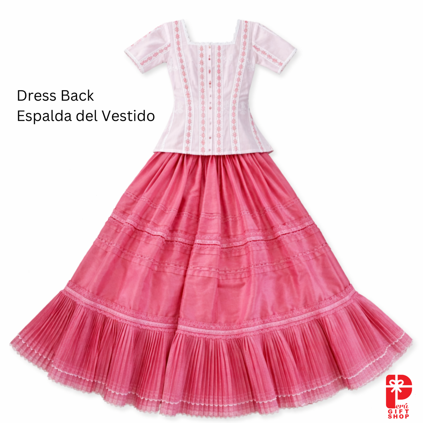 7 Piece Marinera Norteña Heritage Dress – Rosa Imperial Stylized Edition