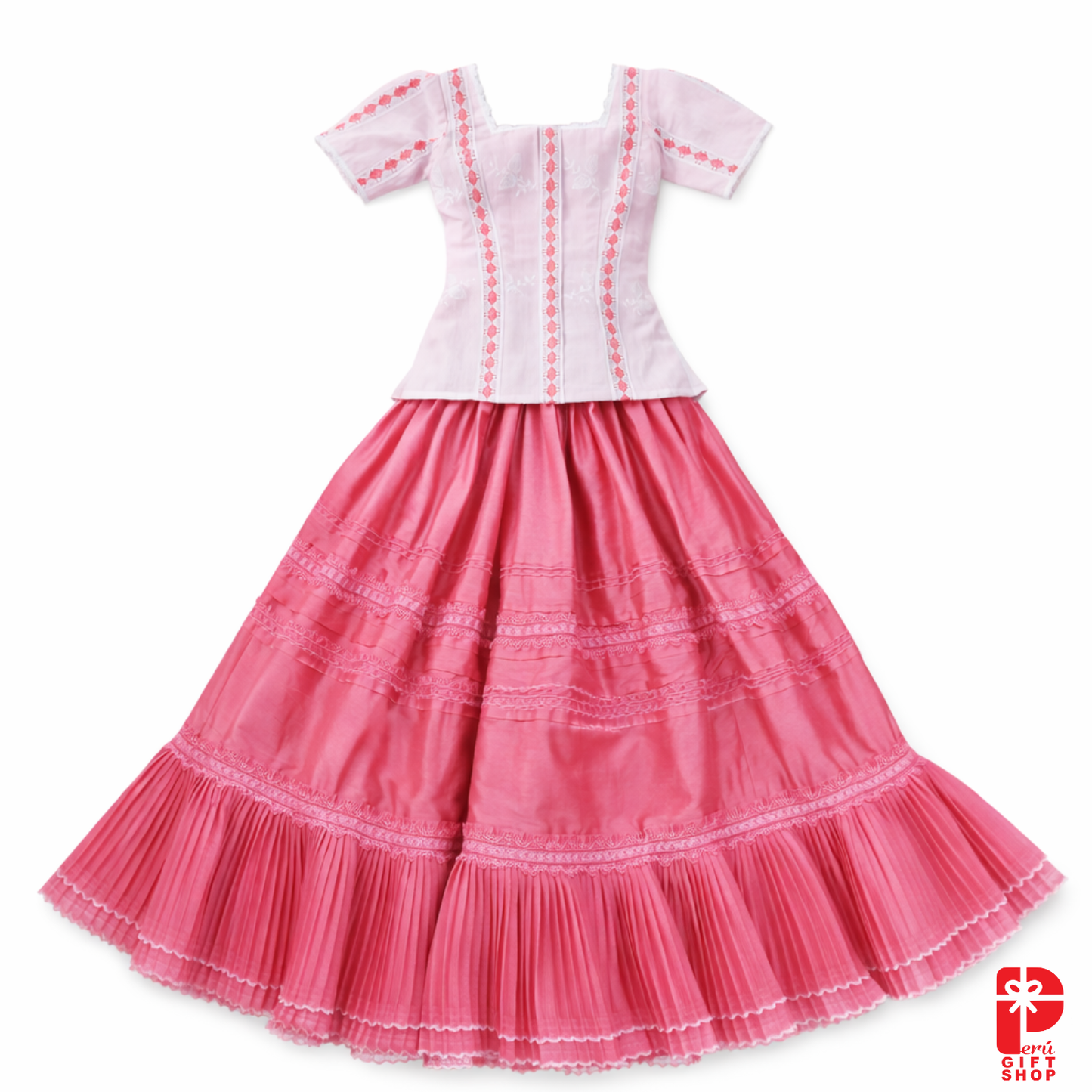 7 Piece Marinera Norteña Heritage Dress – Rosa Imperial Stylized Edition
