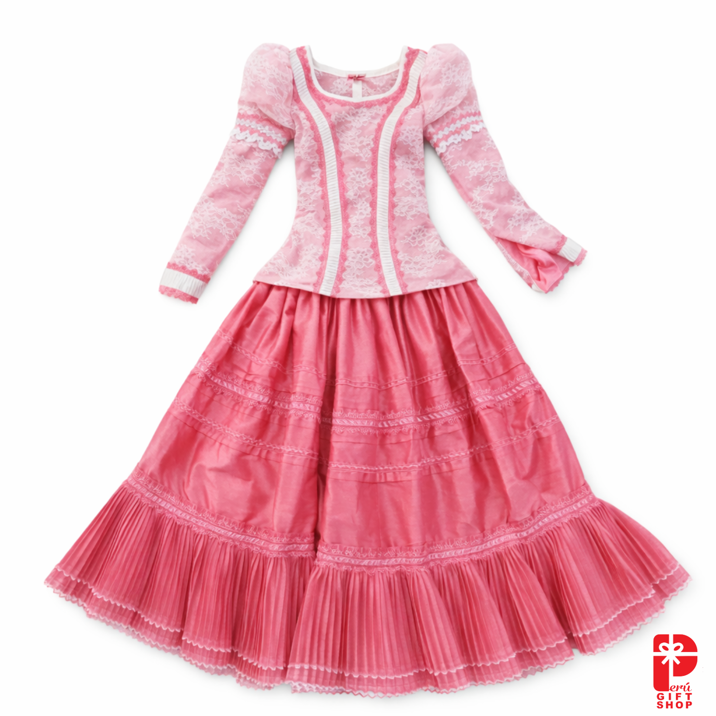 7 Piece Marinera Norteña Heritage Dress – Rosa Imperial Stylized Edition