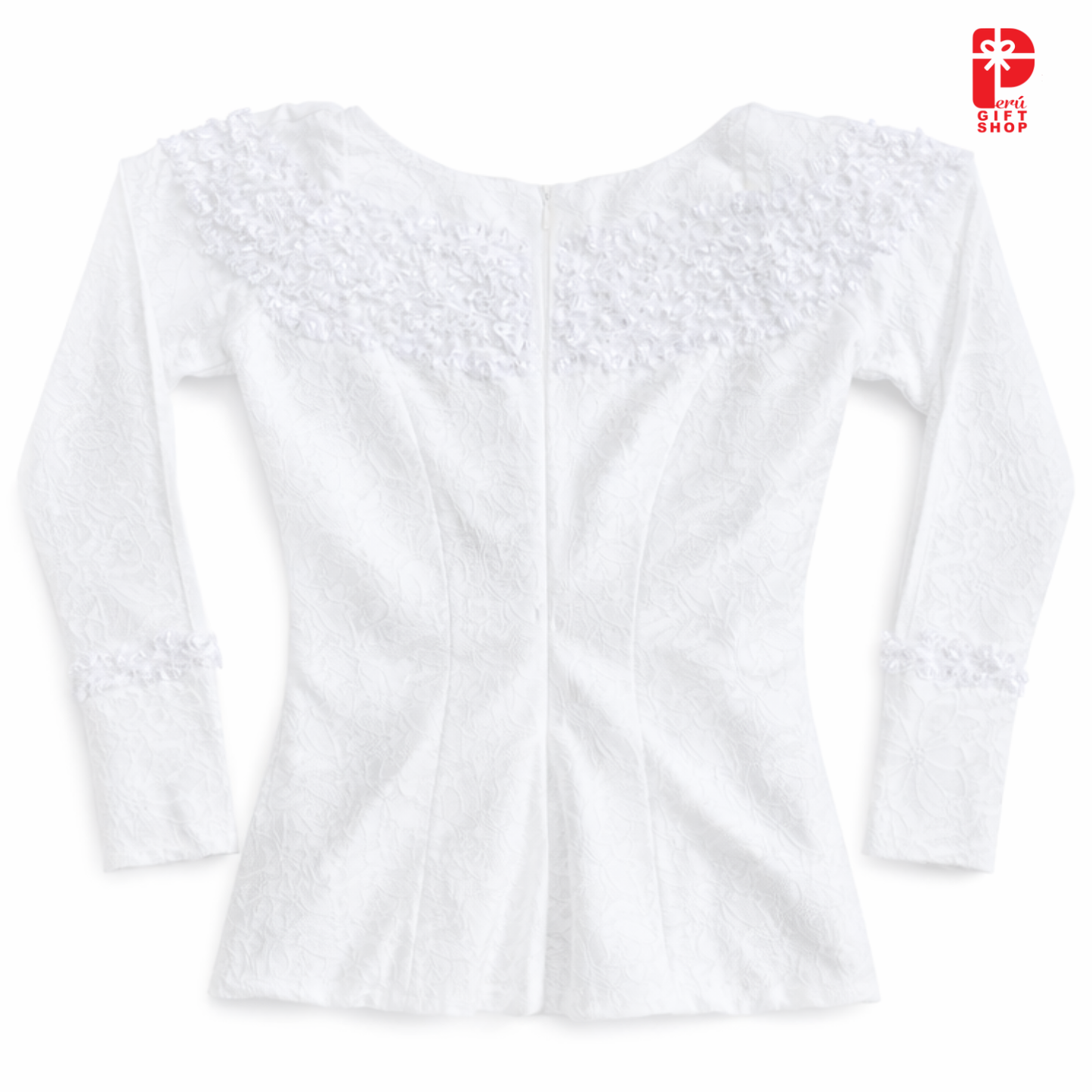 4 Piece Marinera Norteña Heritage Dress - White Bridal Imperial Lace Edition