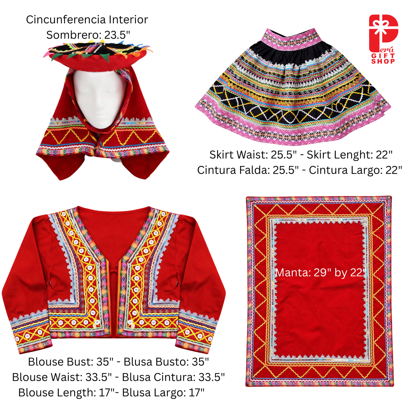 5 Piece Valicha Heritage Dress – Cusco Festive Celebration Ensemble