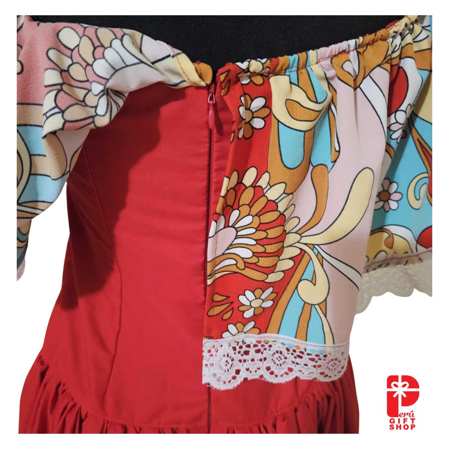 Zamacueca Heritage Dress – Red Salón Criollo