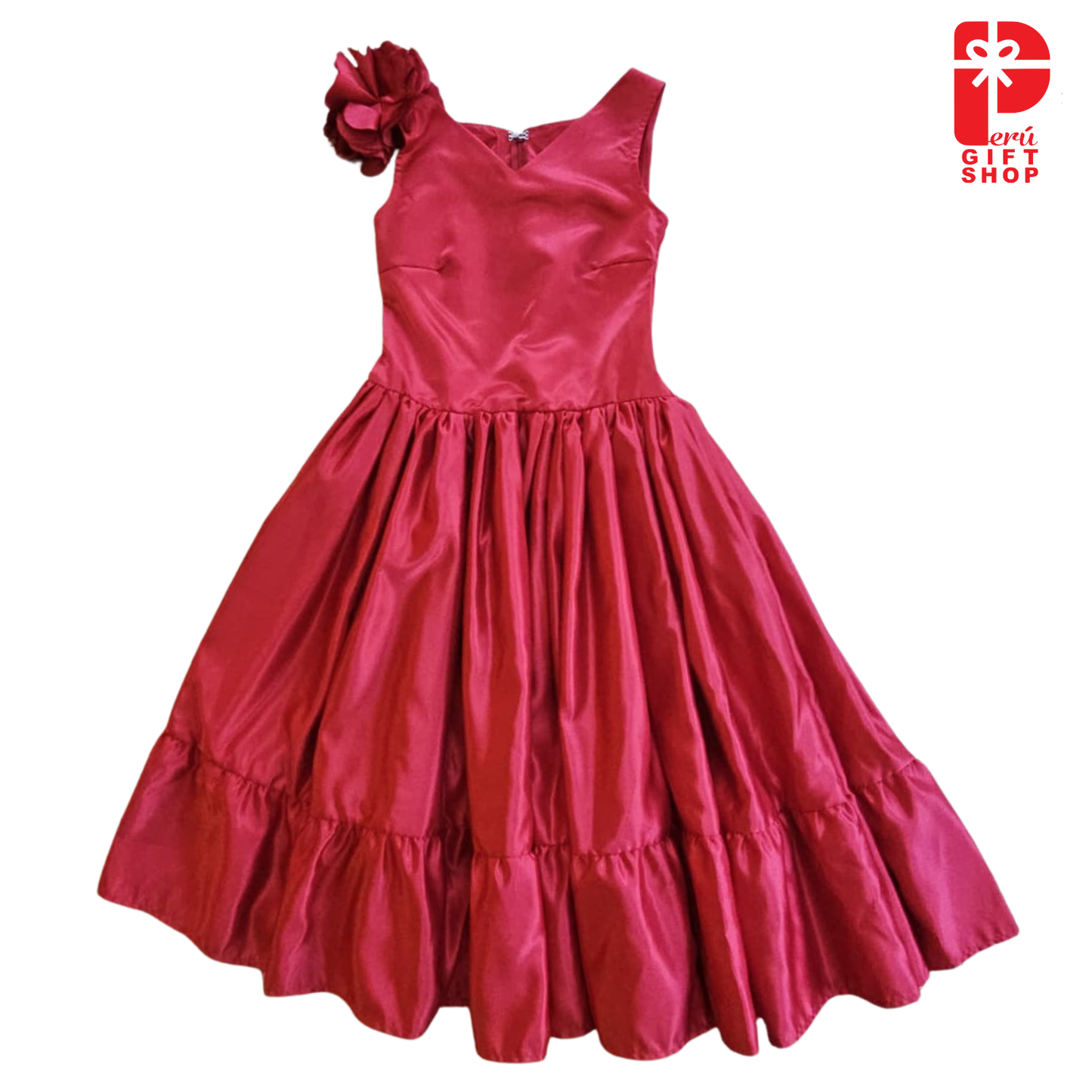 Festejo Heritage Dress – Red Coastal Elegance