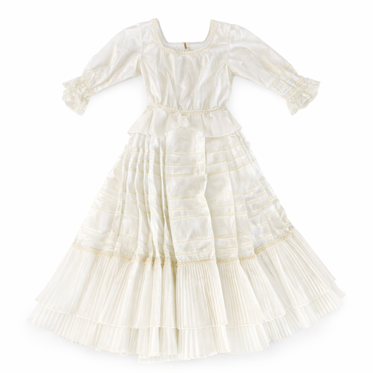 2 Piece - Marinera Norteña Heritage Dress – Off White Pleated Elegance Edition
