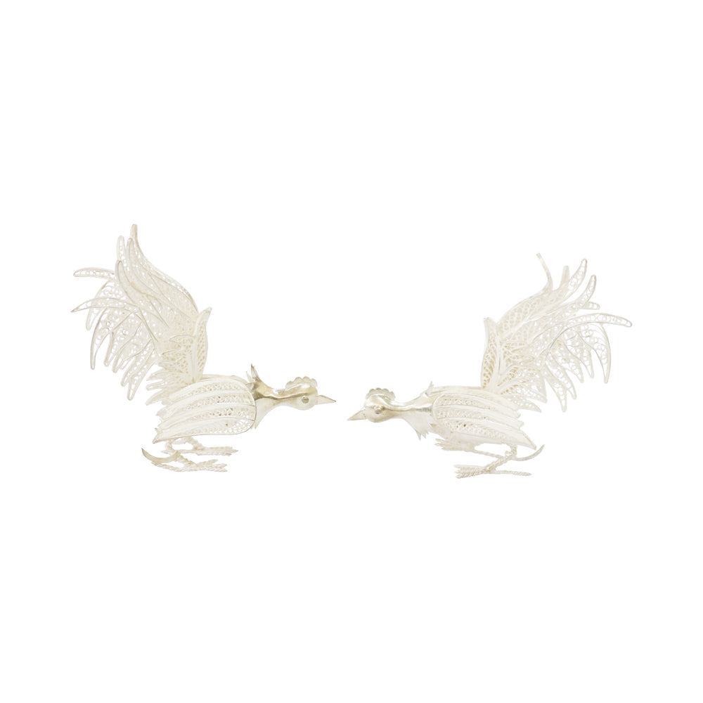 Sterling Silver Filigree Roosters Handmade Peruvian Art by Yares Jewelry | Peru Gift Shop