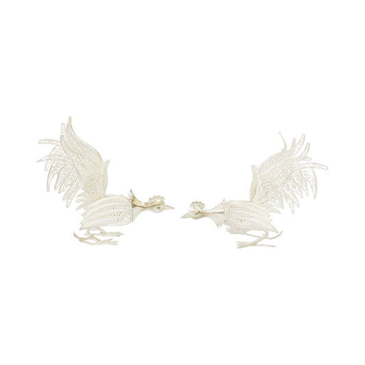 Sterling Silver Filigree Roosters Handmade Peruvian Art by Yares Jewelry | Peru Gift Shop