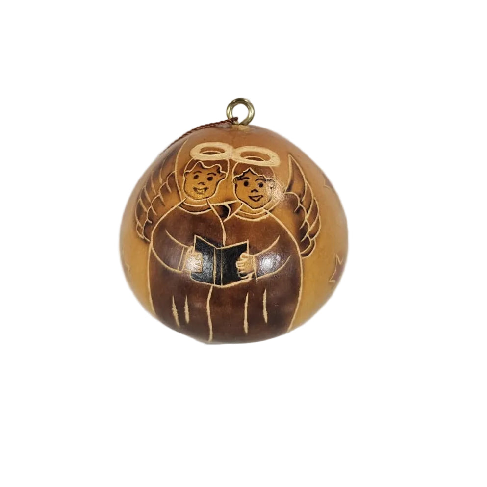 Handmade nativity scene Peruvian gourd Christmas ornament luxury artisan by Kuntur Designs
