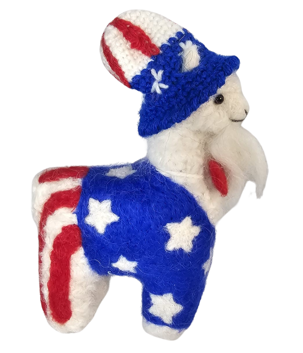 Soft 100% Baby Alpaca Fur "KUYCHI UNCLE SAM LLAMA LOVE" • Handmade • Hypoallergenic & Pillow Soft