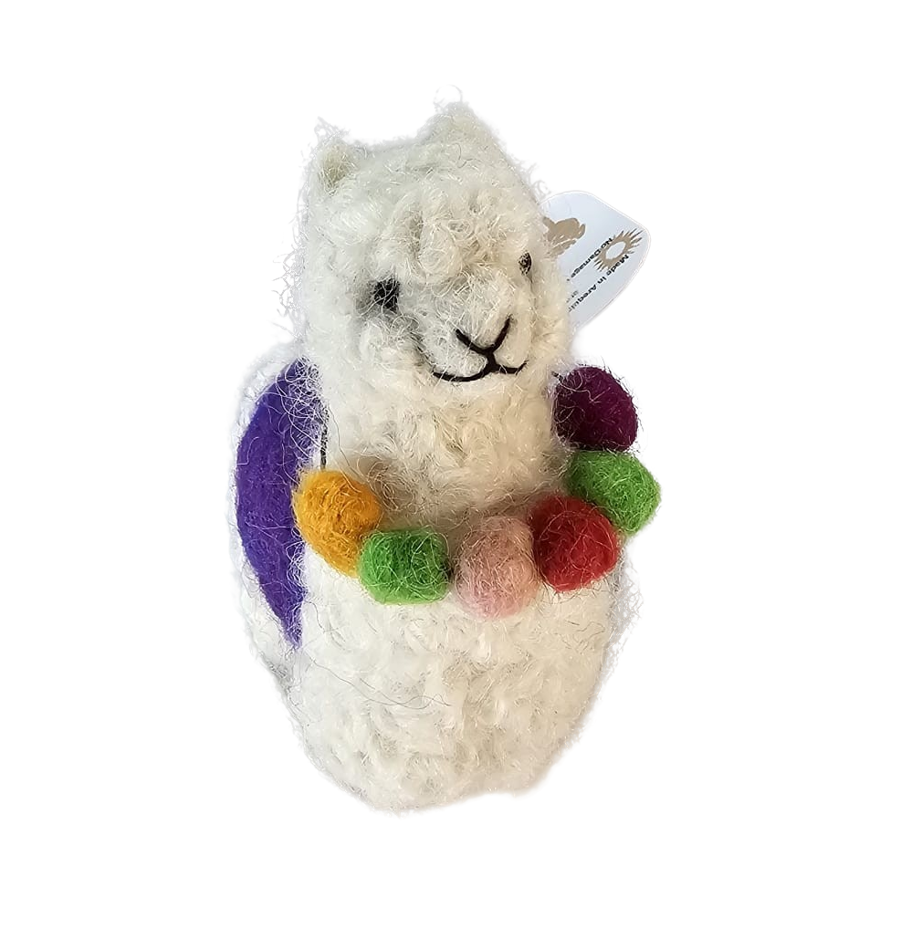 Soft 100% Baby Alpaca Fur "KUYCHI RAINBOW LLAMA " • Handmade • Hypoallergenic & Pillow Soft