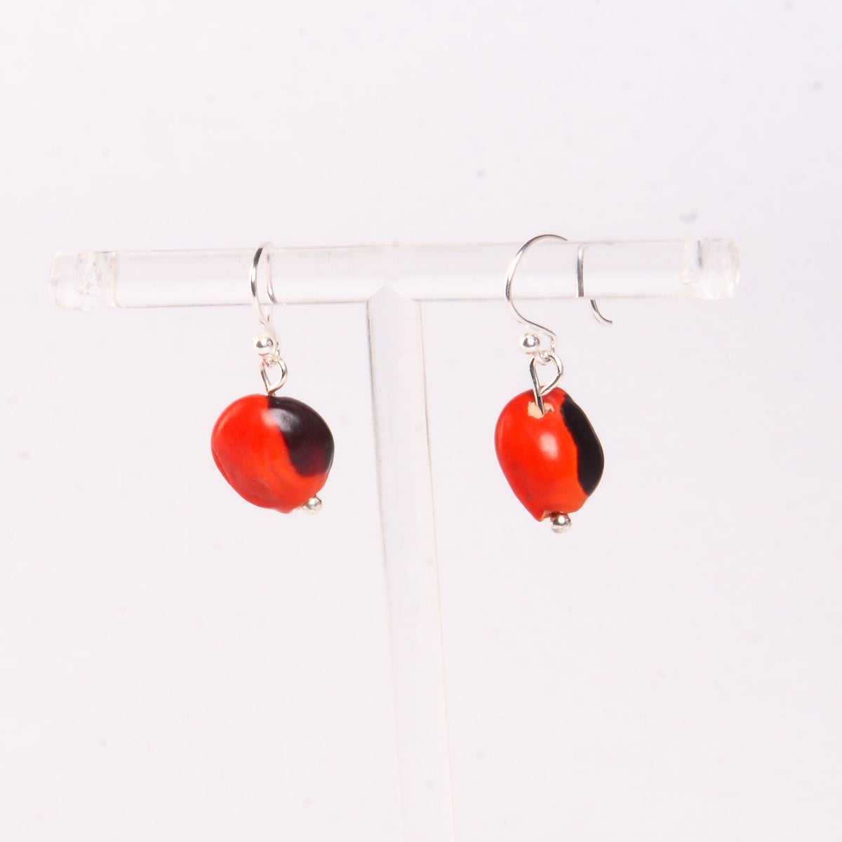 Huayruro Seed Dangle Earrings – Sterling Silver or 18K Gold Filled