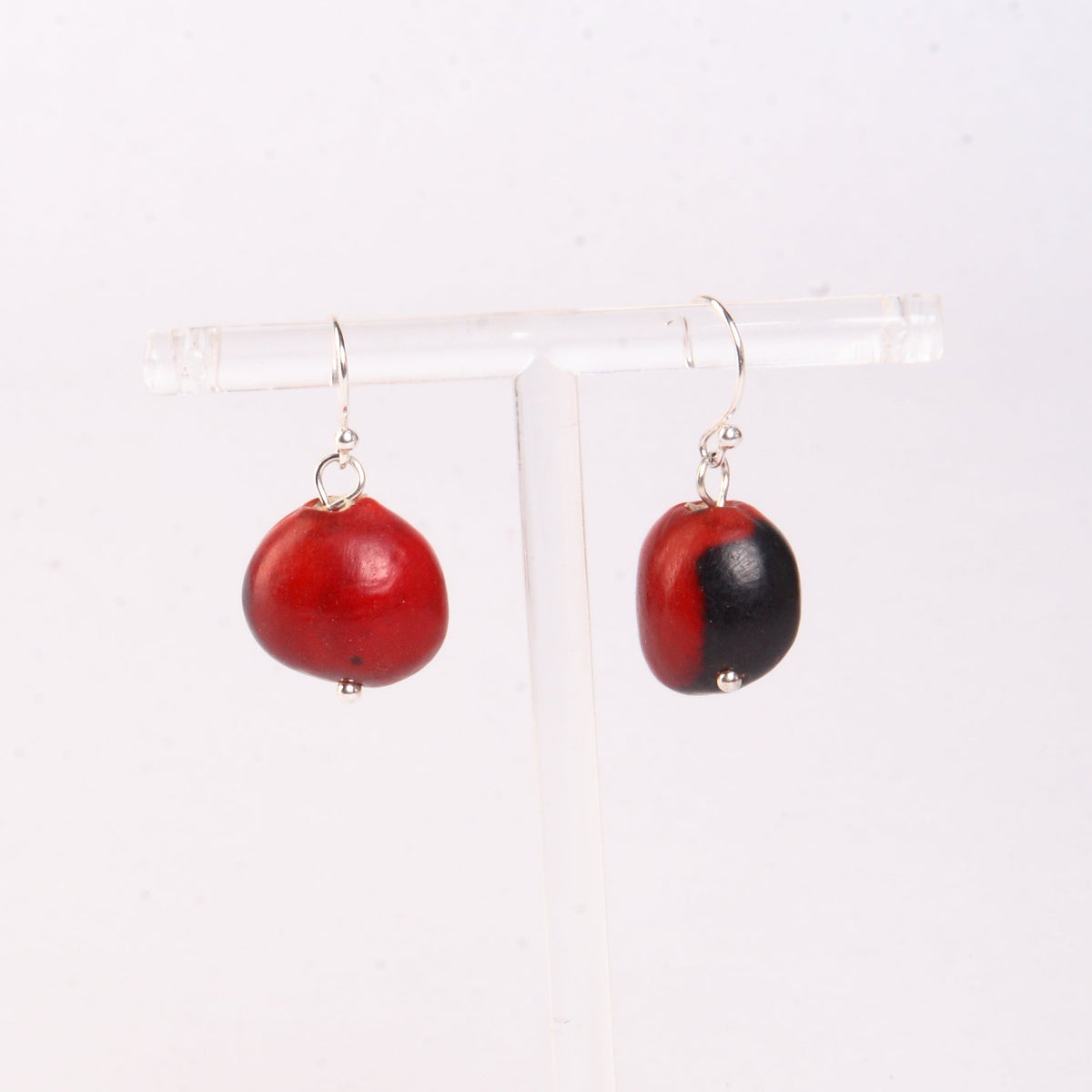 Huayruro Seed Dangle Earrings – Sterling Silver or 18K Gold Filled