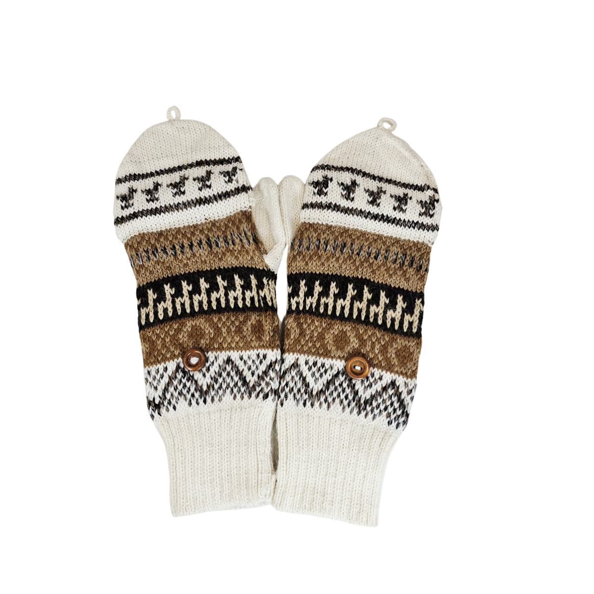 Awki Handcrafted Alpaca Wool Mittens – Red, Off White, Green or Beige | Peruvian Royal Heritage