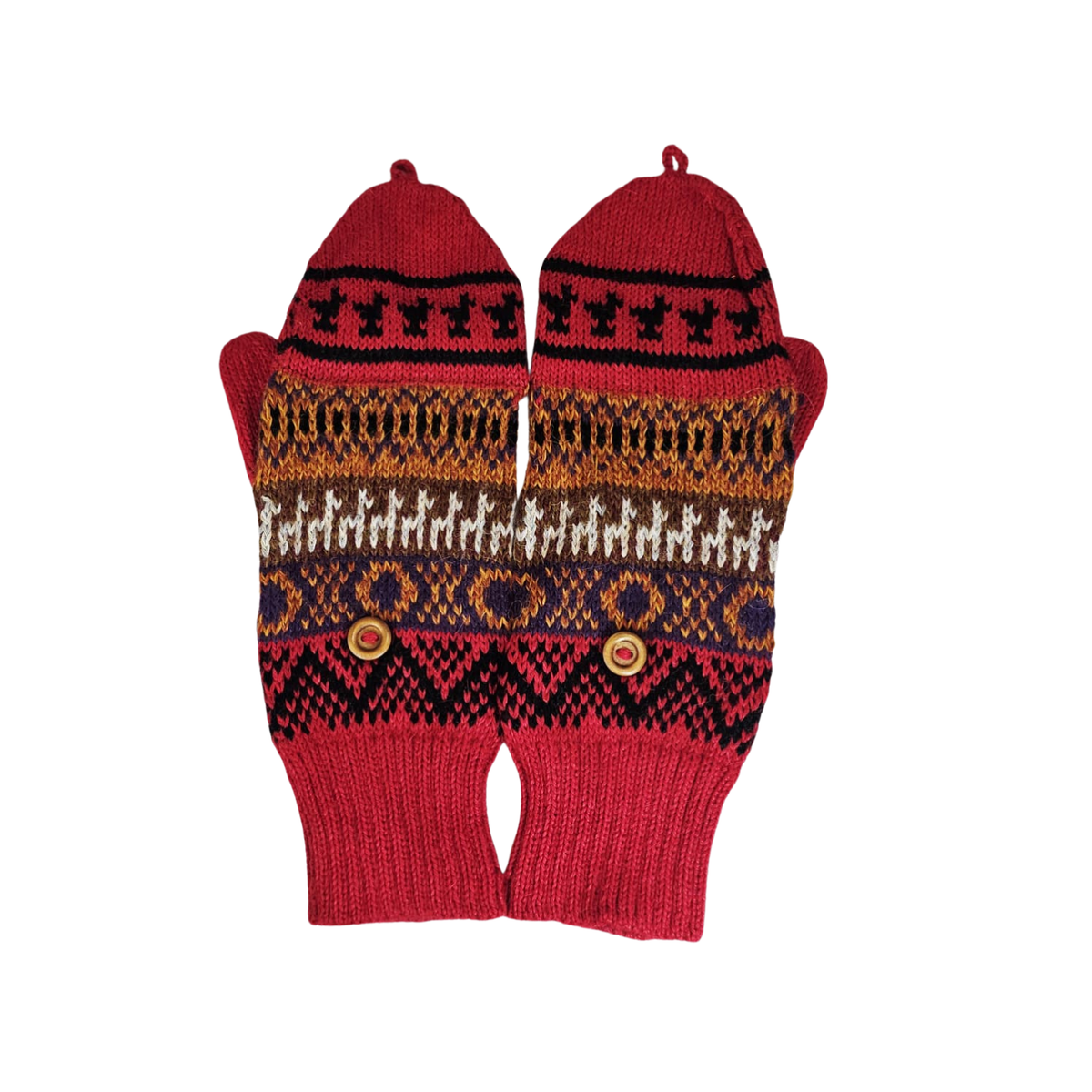 Awki Handcrafted Alpaca Wool Mittens – Red, Off White, Green or Beige | Peruvian Royal Heritage