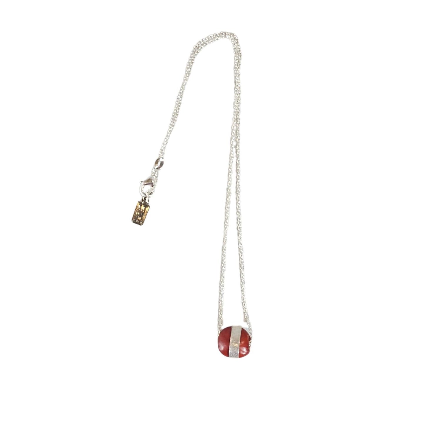 Sterling silver Love Peru necklace with Huayruro seed handmade Peruvian good luck jewelry by Evelyn Brooks