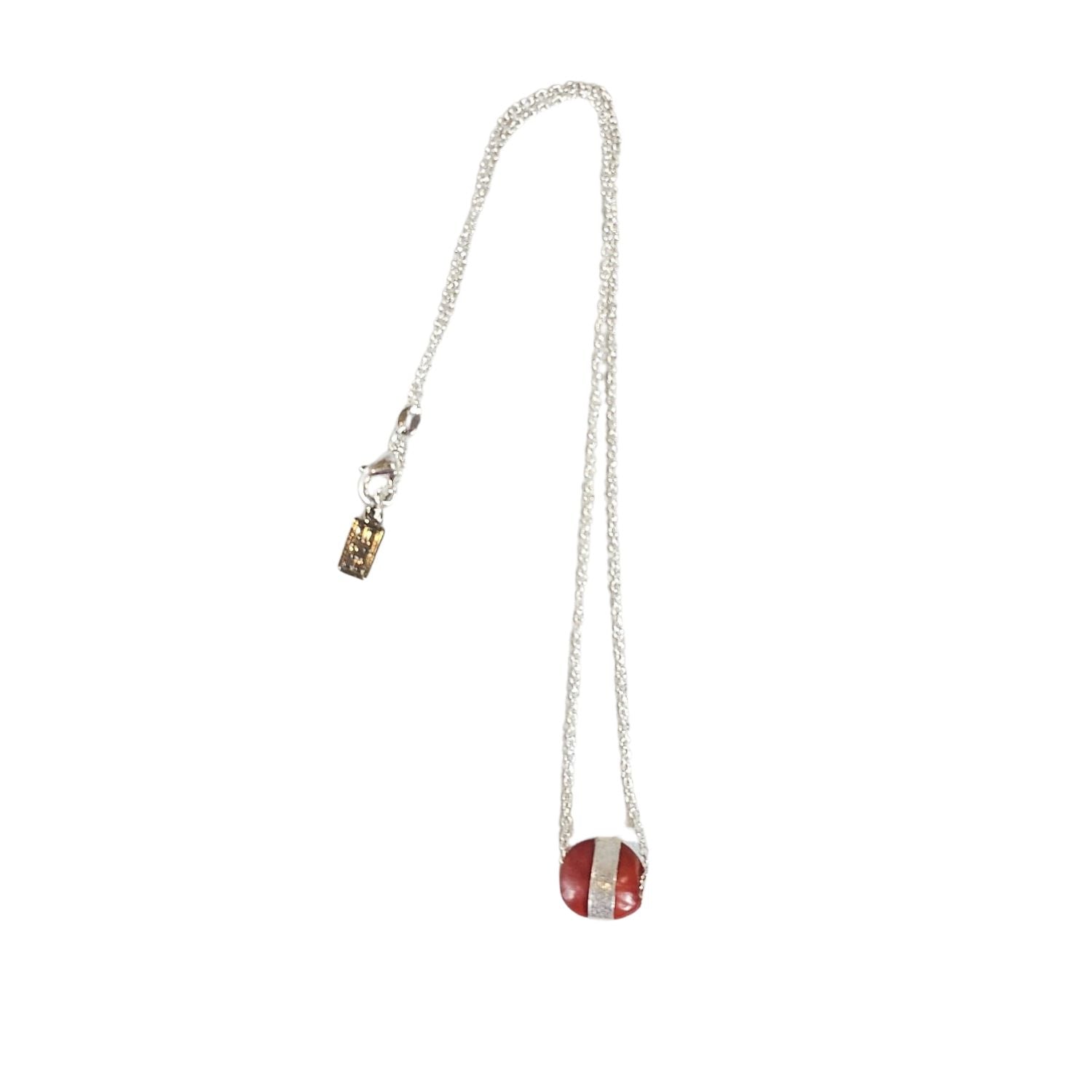 Sterling silver Love Peru necklace with Huayruro seed handmade Peruvian good luck jewelry by Evelyn Brooks