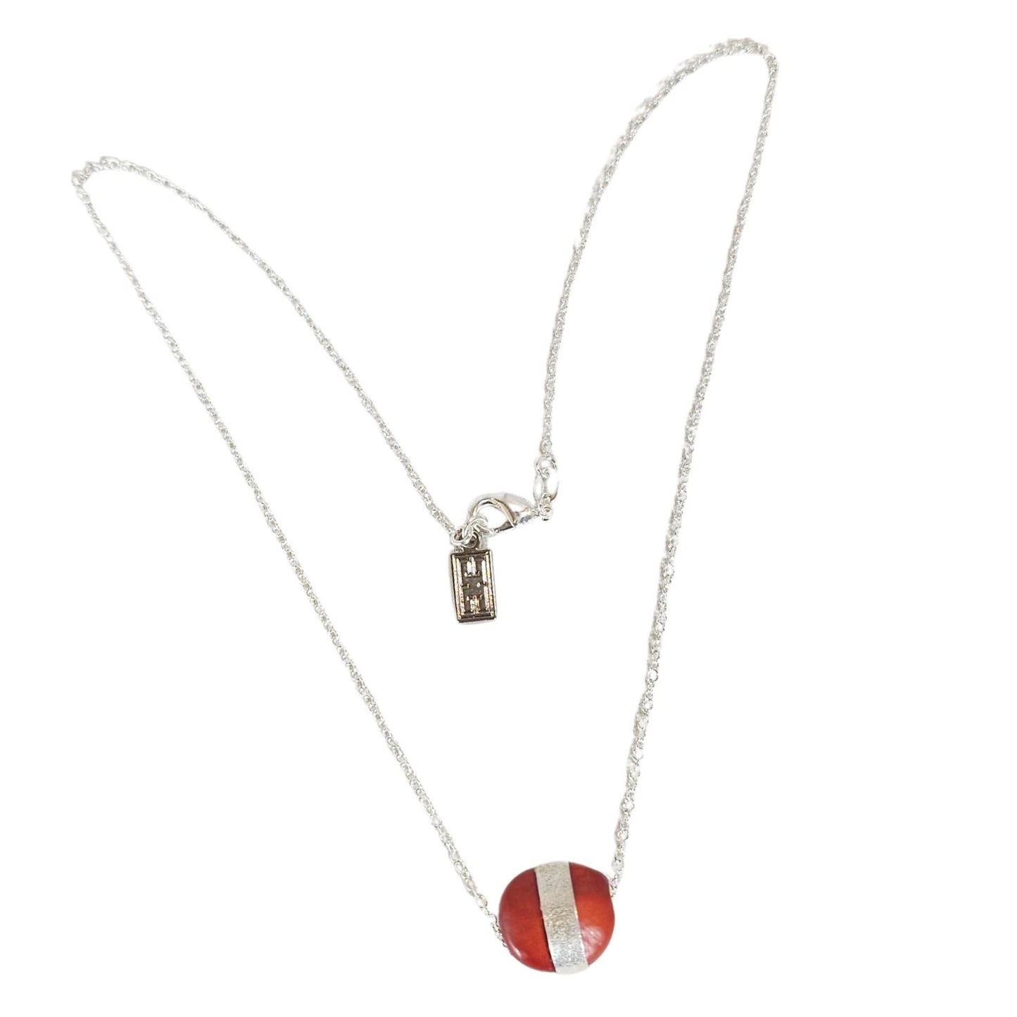 Sterling silver Love Peru necklace with Huayruro seed handmade Peruvian good luck jewelry by Evelyn Brooks