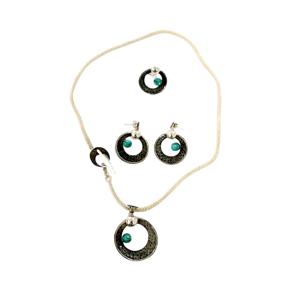 Sterling Silver Filigree Peruvian Turquoise Moon Jewelry Set Handmade in Peru by Yares Jewelry | Peru Gift Shop