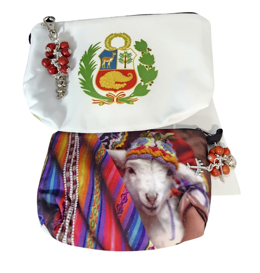 Handmade Cotton Travel Pouch "Coat of Arms of Peru" Escudo del Perú