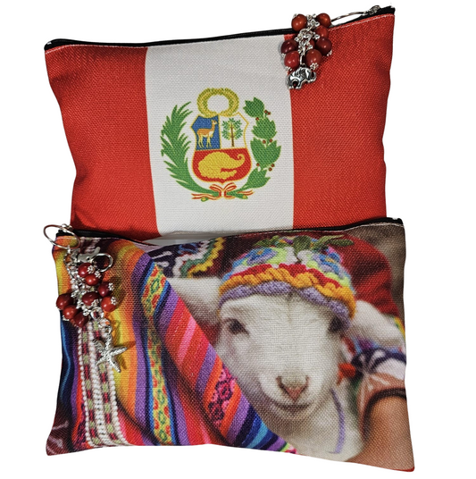 Handmade Cotton Travel Pouch "Coat of Arms of Peru" Escudo del Perú