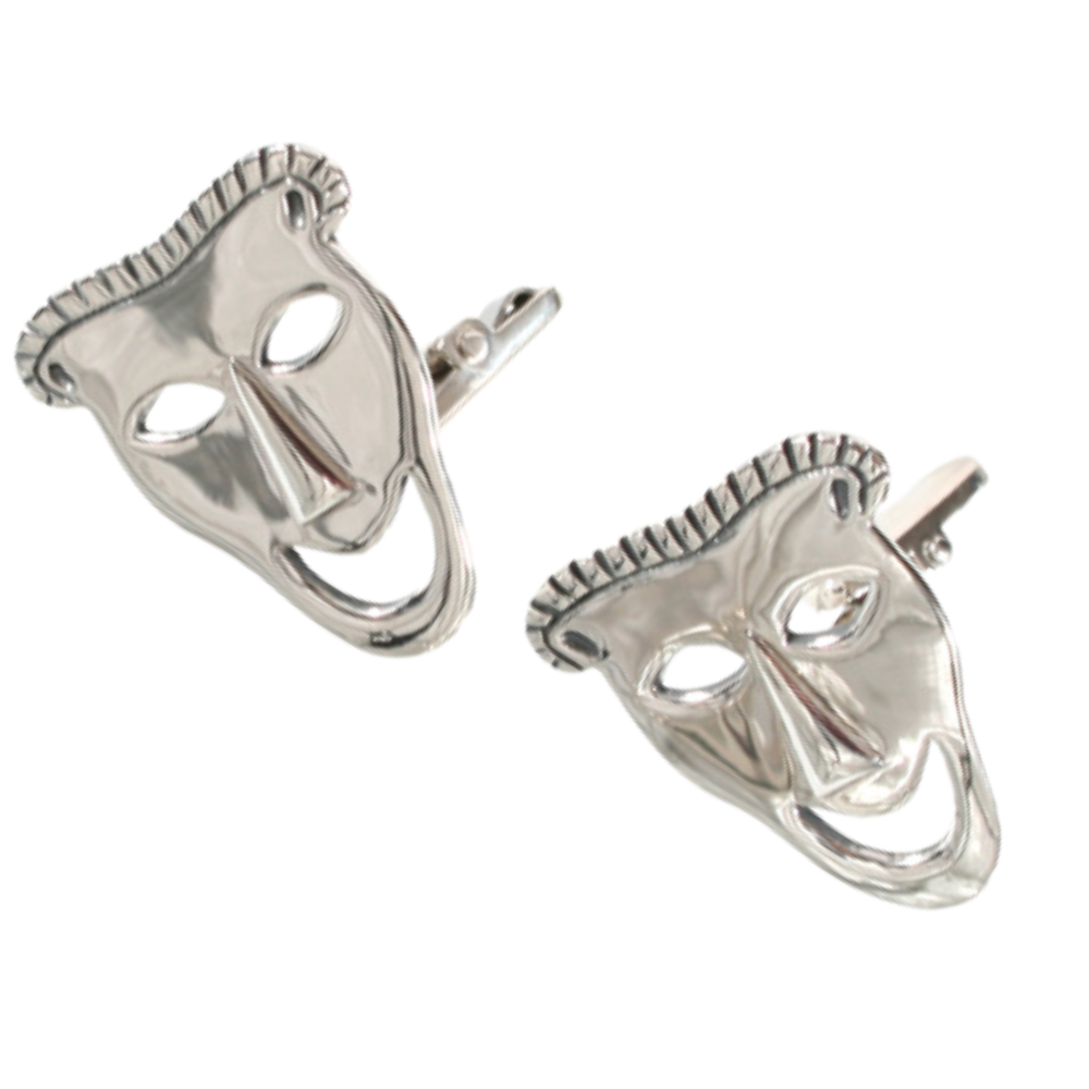 Handcrafted Sterling Silver Cufflinks – Inspired by the Comedy & Tragedy Drama Masks