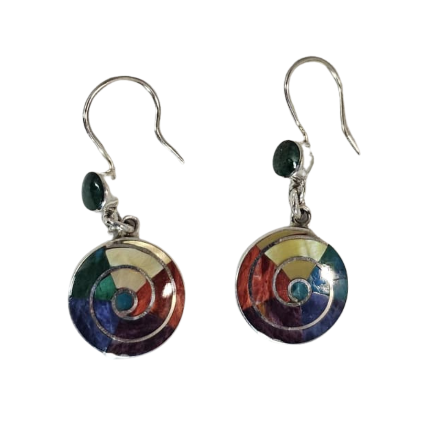 Sterling Silver "Happiness Infinity Multicolored" Natural Stone Dangle Earrings