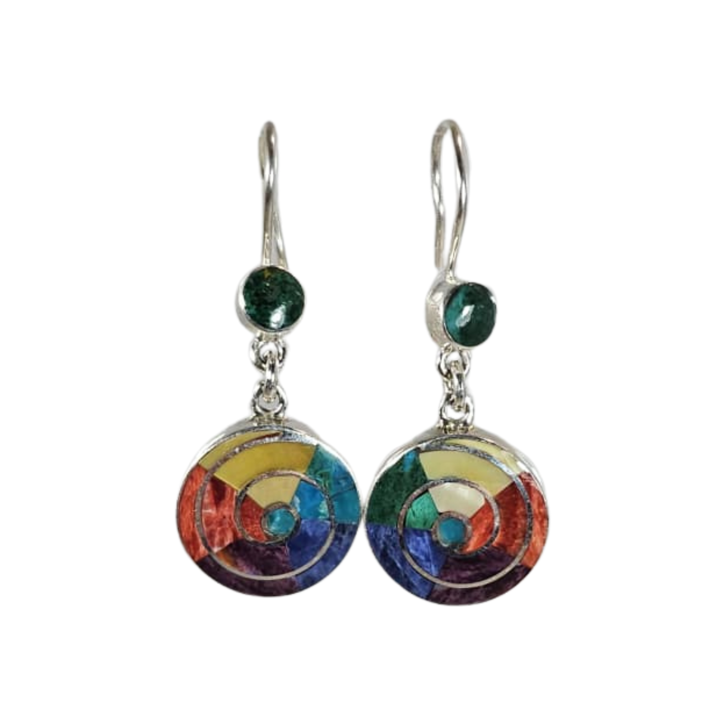 Sterling Silver "Happiness Infinity Multicolored" Natural Stone Dangle Earrings