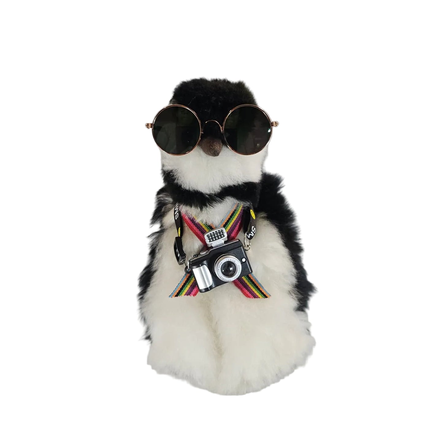 Pingüino 100 % baby alpaca que no daña la piel • Hecho a mano • Hipoalergénico y suave como almohada • (10 PULGADAS) 
