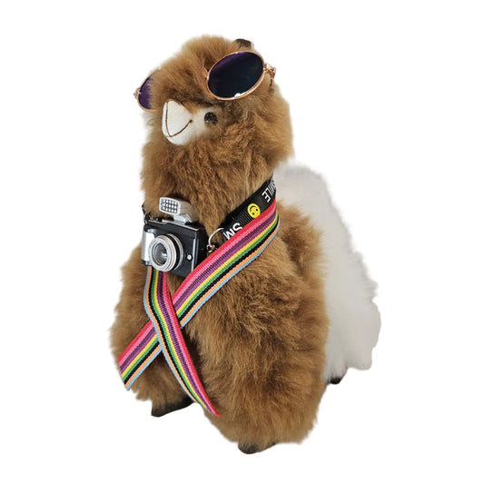 🦙 Traveling Llama – The Ultimate Peruvian Adventure Gift - 100% Baby Alpaca Fur - Handmade • Hypoallergenic & Pillow Soft (10")