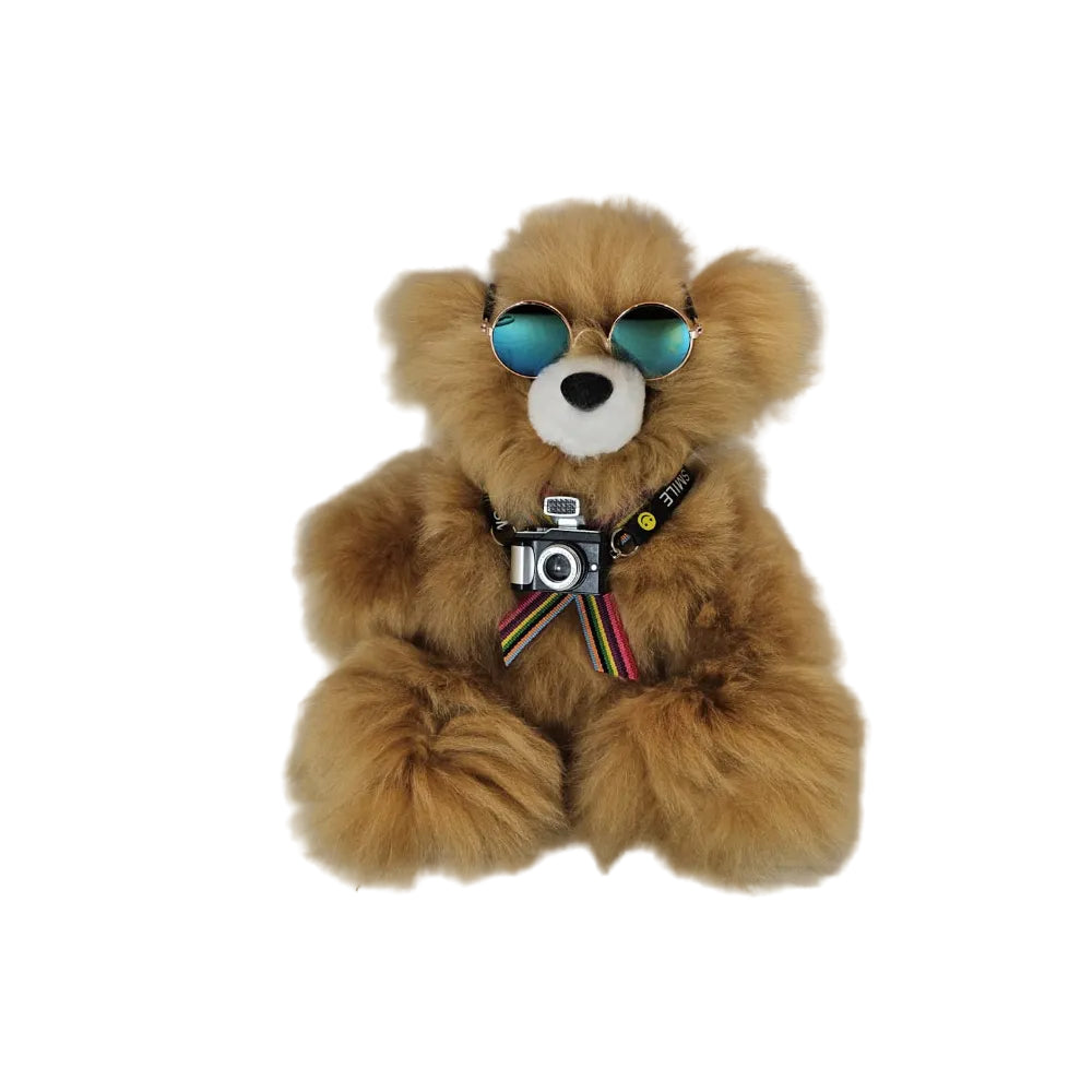 Oso de peluche 100 % piel de baby alpaca • Hecho a mano • Hipoalergénico y suave como almohada • (12 pulgadas) 