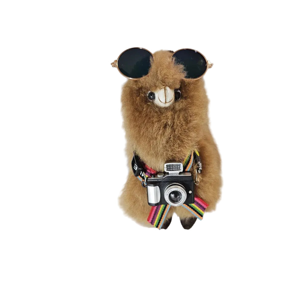 The Traveling Llama – A Magical Companion from the Heart of Peru - 100% Baby Alpaca Fur (8" approx.)