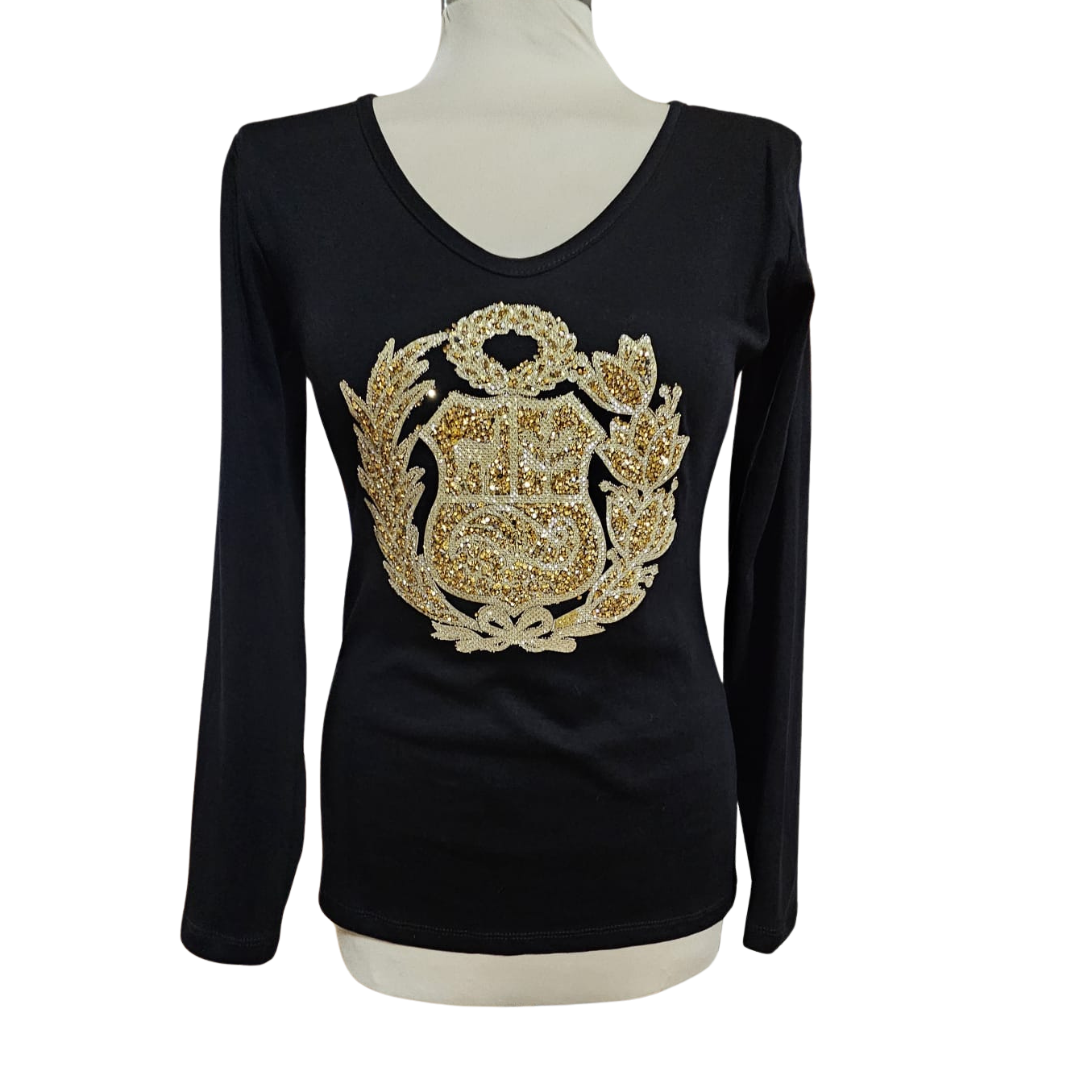 Handmade Traditional “Coat of Arms” / "Escudo" Cotton T-Shirt – Long Sleeve