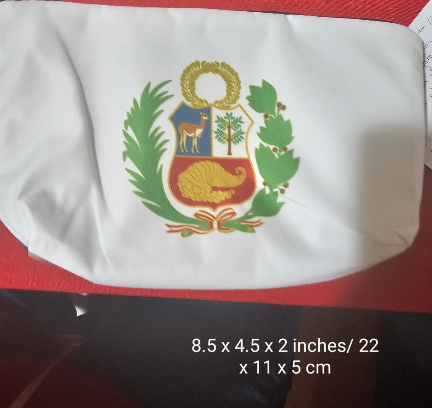 Handmade Cotton Travel Pouch "Coat of Arms of Peru" Escudo del Perú