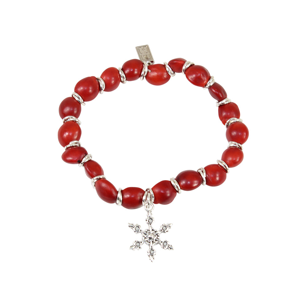 Snowflake Christmas Charm Adjustable Bangle Bracelet