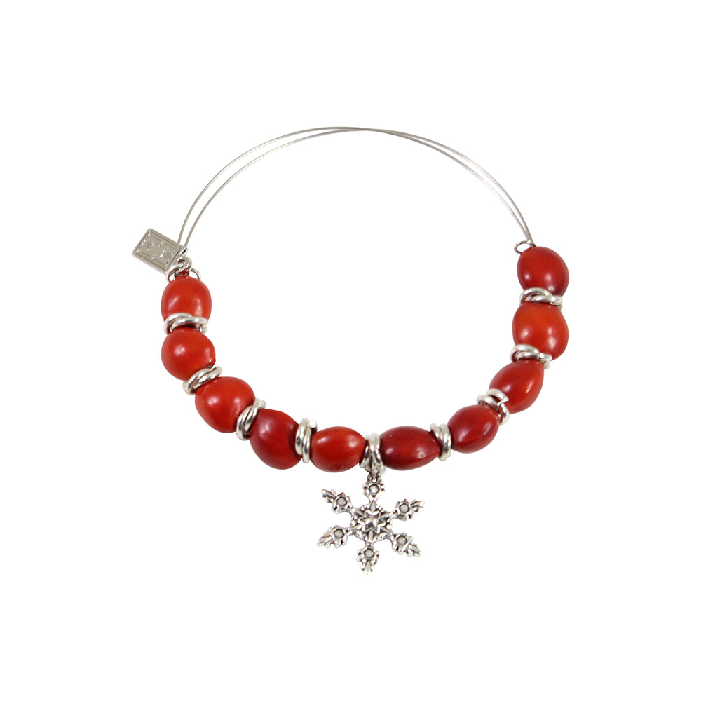Snowflake Christmas Charm Adjustable Bangle Bracelet