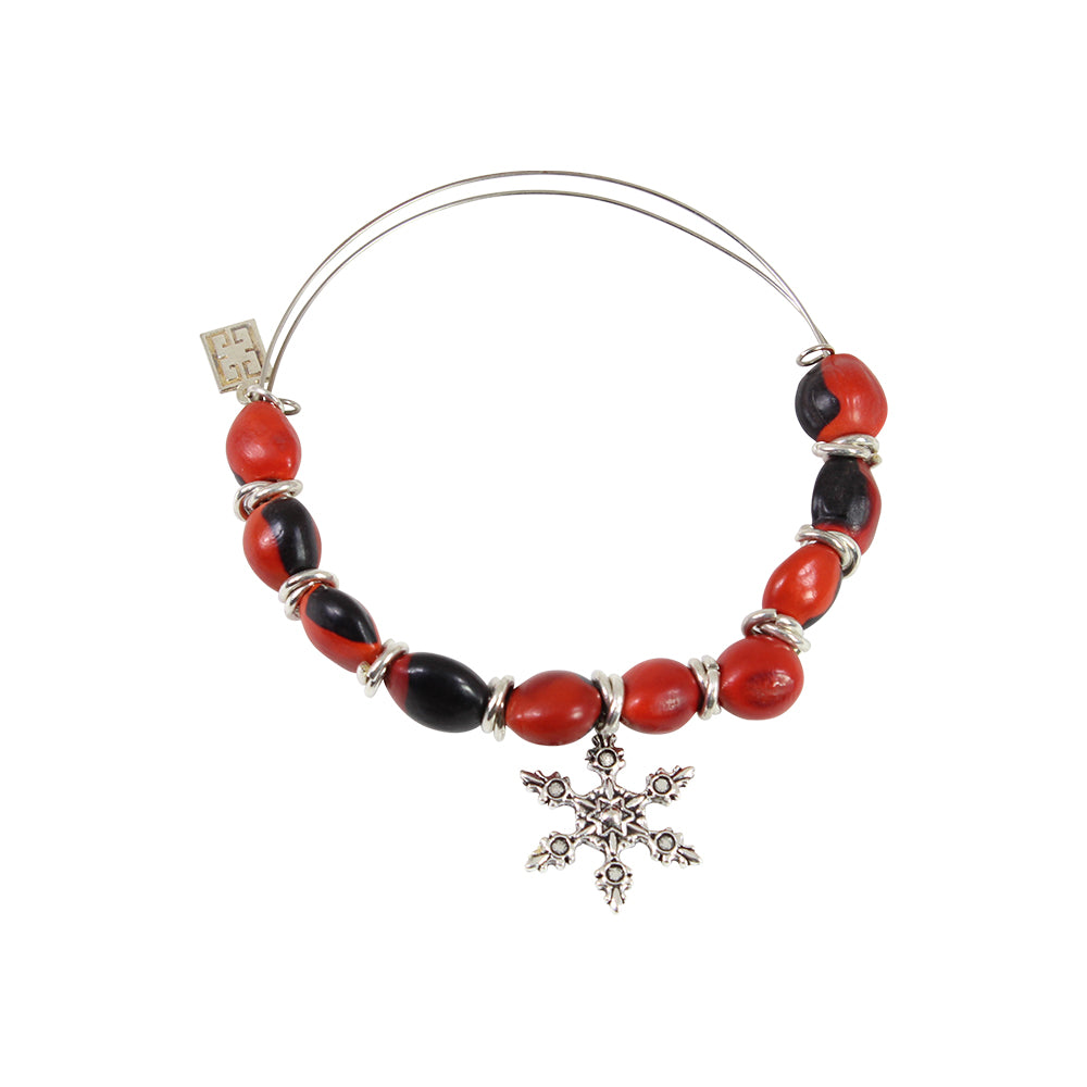 Snowflake Christmas Charm Adjustable Bangle Bracelet