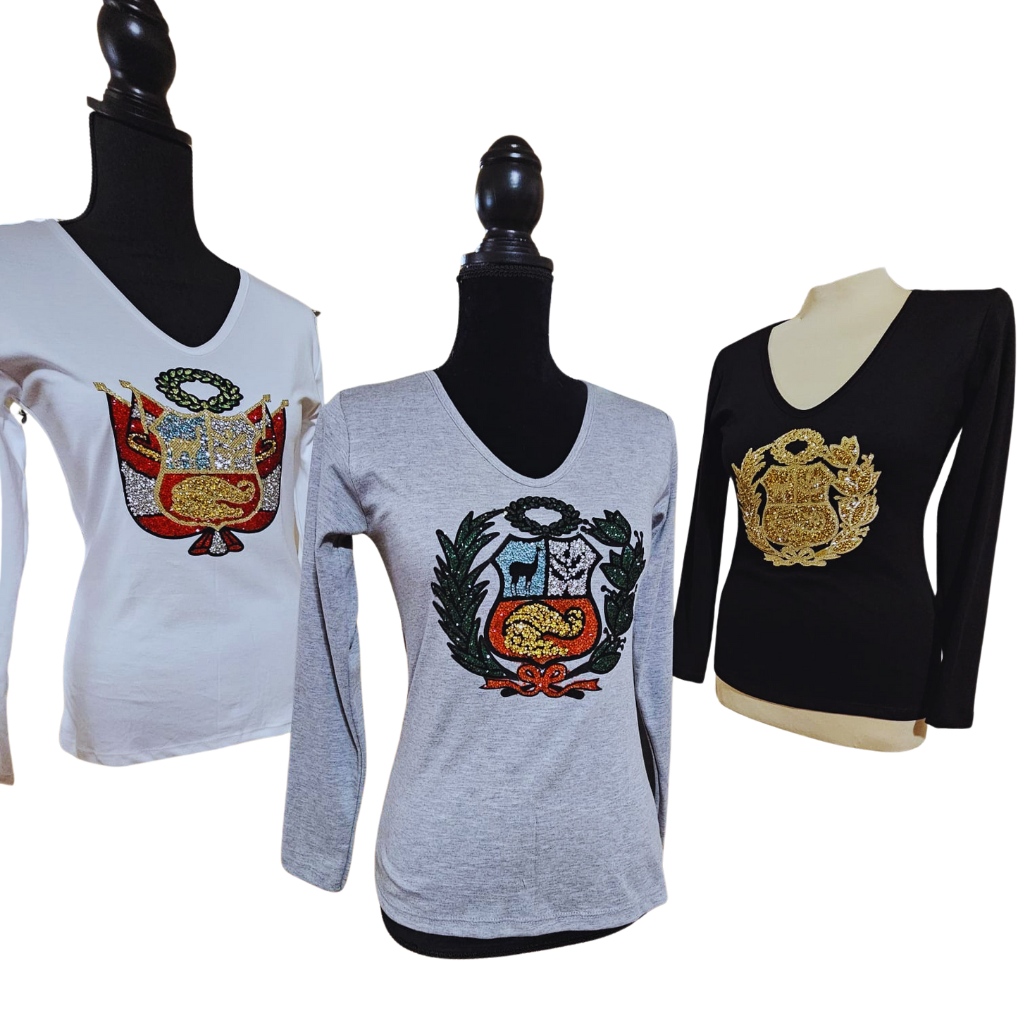 Handmade Traditional “Coat of Arms” / "Escudo" Cotton T-Shirt – Long Sleeve